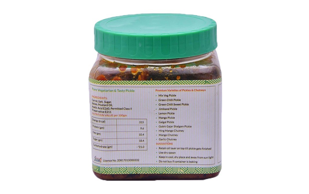 Mom Made Pickles Sweet Gajar Pickle    Plastic Jar  500 grams